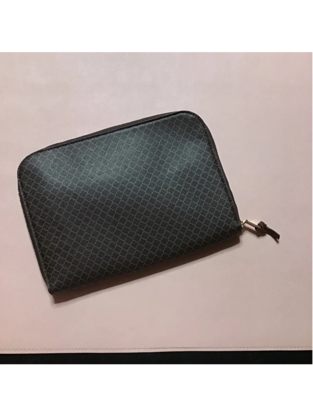 LANVIN Brown Cosmetic Bag with Gold Accents